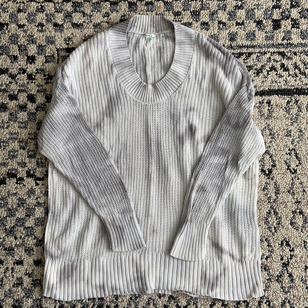 American eagle aerie tie dye tunic sweater gray and white small